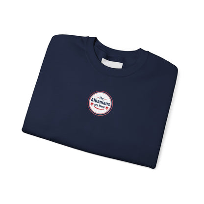 Albanian Pride Crewneck Sweatshirt — Retro ‘Albanians by Birth, Cool by Choice’ Chest Patch