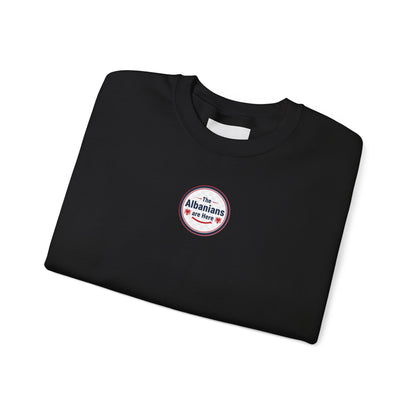 Albanian Pride Crewneck Sweatshirt — Retro ‘Albanians by Birth, Cool by Choice’ Chest Patch