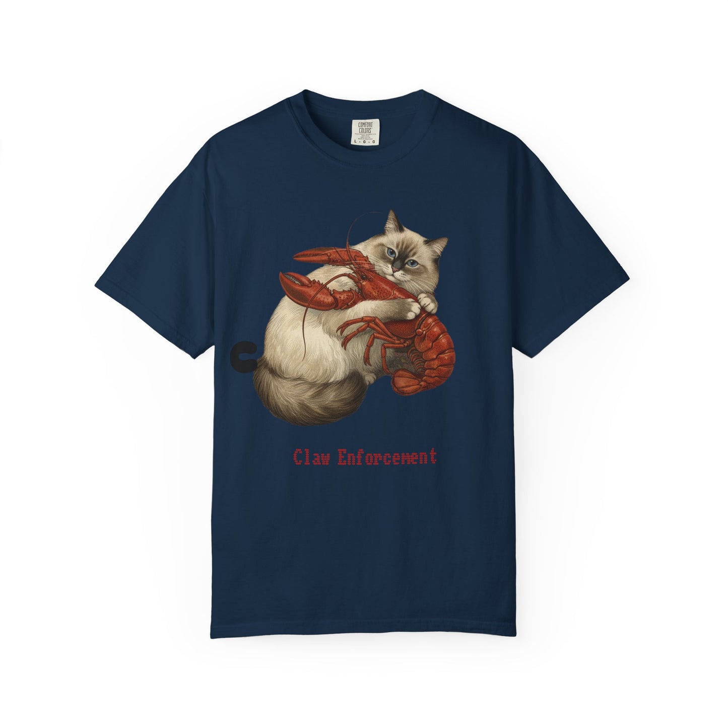 Cat Hugging Lobster T-Shirt — 'Enforce' Graphic Tee