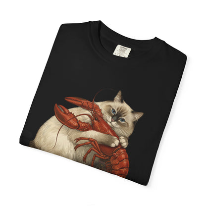 Cat Hugging Lobster T-Shirt — 'Enforce' Graphic Tee