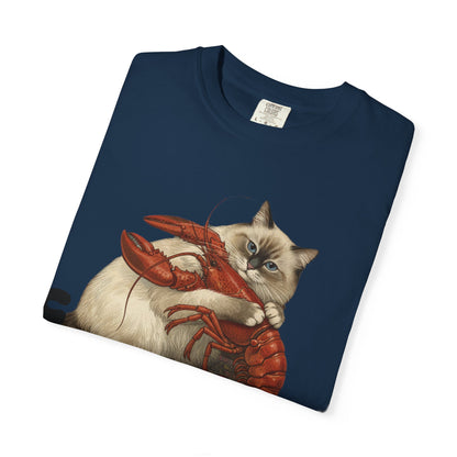 Cat Hugging Lobster T-Shirt — 'Enforce' Graphic Tee